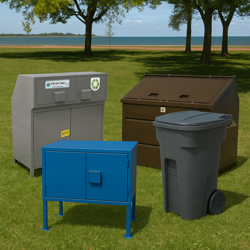 What type of containers and dumpsters are best for parks and businesses?